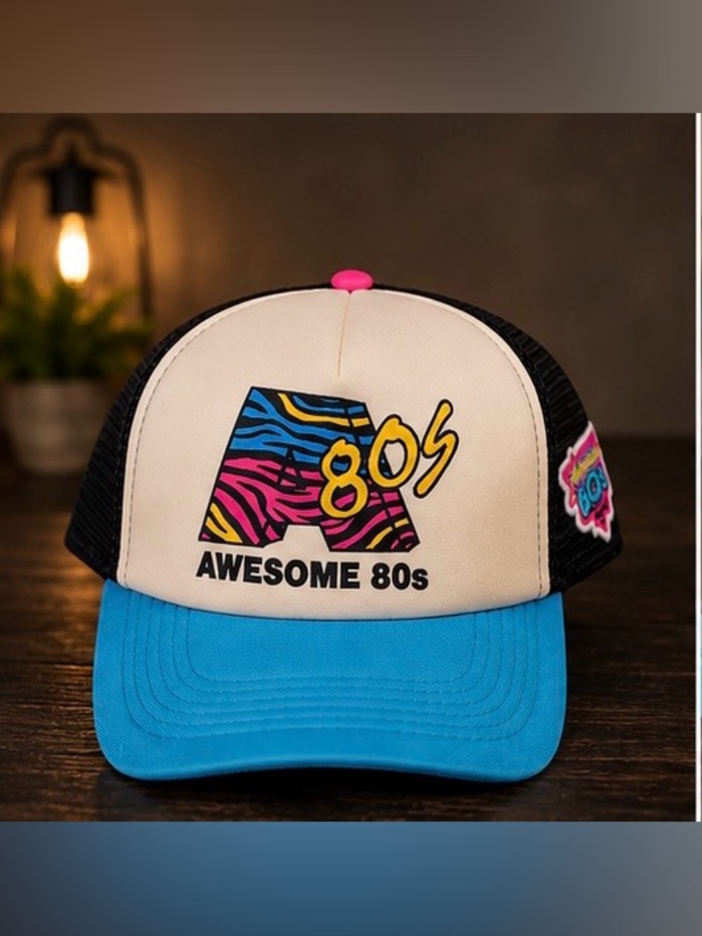 Awesome 80s Retro Trucker Hat Neon Snapback Mesh Cap